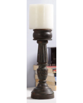 WENGE CARVED CANDLE STAND